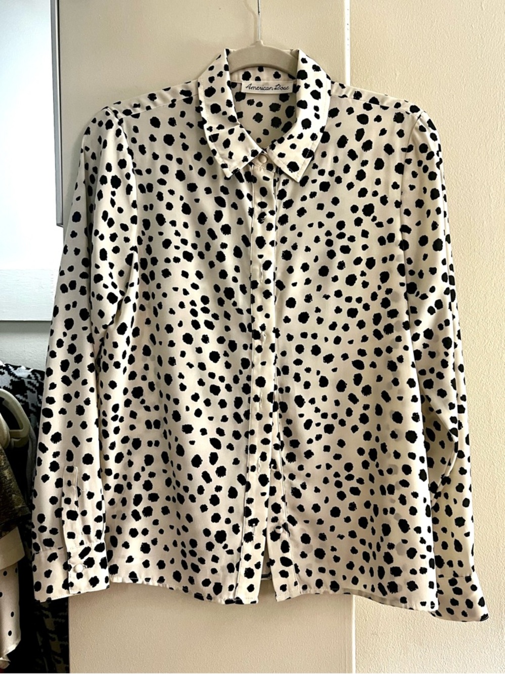 American Rose Dalmatian Button-Up Blouse